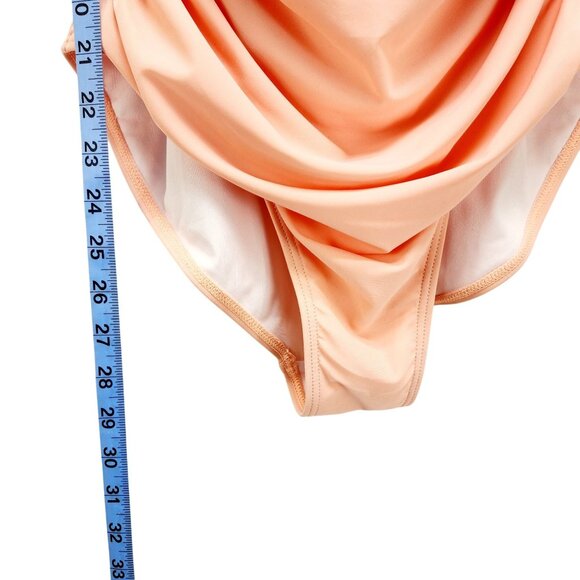 Peach One-Piece Swimsuit  Draped Front Design Adjustable Straps Womens Size L - Picture 6 of 12